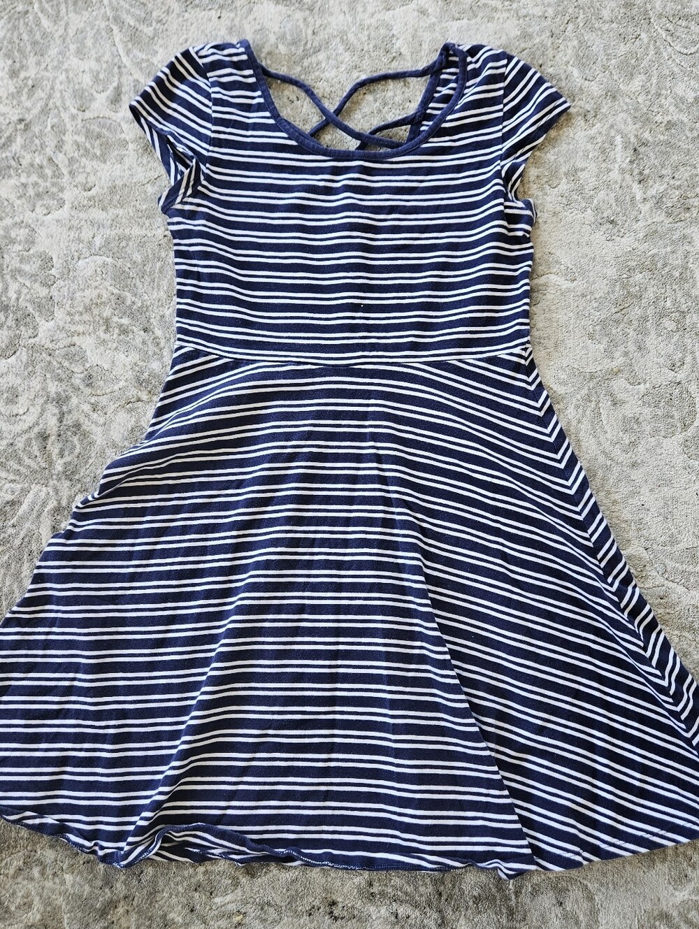 Navy & White Striped Skater Dress